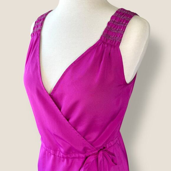 Banana Republic Sleeveless Cross Wrap Tie Waist Ruffles Sheath Dress Size 0 Pink - Picture 6 of 12